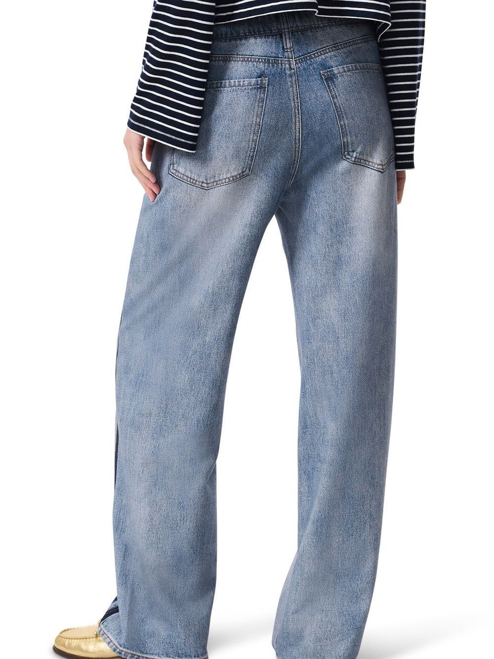 Rag & Bone rb Miramar Side Stripe High Waist Wide Leg Cotton Terry Sweat Pants - Picture 13 of 15